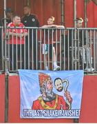 15 July 2022; A St Patrick's Athletic supporters flag is seen during the SSE Airtricity League Premier Division match between St Patrick's Athletic and Dundalk at Richmond Park in Dublin. Photo by Ben McShane/Sportsfile