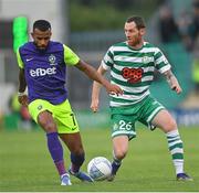 26 July 2022; Chris McCann of Shamrock Rovers in action against Alex Santana of Ludogorets during the UEFA Champions League 2022-23 Second Qualifying Round Second Leg match between Shamrock Rovers and Ludogorets at Tallaght Stadium in Dublin. Photo by Ramsey Cardy/Sportsfile