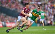 24 July 2022; Seán Kelly of Galway in action against Seán O'Shea of Kerry during the GAA Football All-Ireland Senior Championship Final match between Kerry and Galway at Croke Park in Dublin. Photo by Ramsey Cardy/Sportsfile