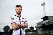 27 July 2022; Dundalk's new signing Robbie McCourt poses for a portrait after he was unveiled at Oriel Park in Dundalk, Louth.  Photo by David Fitzgerald/Sportsfile