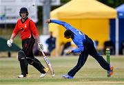 27 July 2022; Simi Singh of Leinster Lightning during the Cricket Ireland Inter-Provincial Trophy match between Leinster Lightning and Munster Reds at Pembroke Cricket Club in Dublin. Photo by Piaras Ó Mídheach/Sportsfile