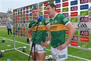 24 July 2022; David Clifford, left, and David Moran of Kerry are interviewed after the GAA Football All-Ireland Senior Championship Final match between Kerry and Galway at Croke Park in Dublin. Photo by Brendan Moran/Sportsfile