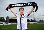 27 July 2022; Dundalk's new signing Runar Hauge poses for a portrait after he was unveiled at Oriel Park in Dundalk, Louth.  Photo by David Fitzgerald/Sportsfile