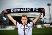 27 July 2022; Dundalk's new signing Runar Hauge poses for a portrait after he was unveiled at Oriel Park in Dundalk, Louth.  Photo by David Fitzgerald/Sportsfile