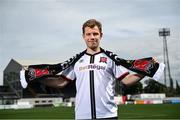 27 July 2022; Dundalk's new signing Runar Hauge poses for a portrait after he was unveiled at Oriel Park in Dundalk, Louth.  Photo by David Fitzgerald/Sportsfile