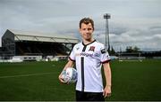 27 July 2022; Dundalk's new signing Runar Hauge poses for a portrait after he was unveiled at Oriel Park in Dundalk, Louth.  Photo by David Fitzgerald/Sportsfile