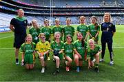 16 July 2022; The Ballyholland Harps squad after the half-time game featuring St Josephs of Leitrim and Ballyholland Harps of Down during the TG4 All-Ireland Ladies Football Senior Championship Semi-Final match between Donegal and Meath at Croke Park in Dublin. Photo by Piaras Ó Mídheach/Sportsfile