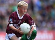 24 July 2022; Myles Nelligan, St. Joseph's N.S., Ballyadams, Laois, representing Galway, during the INTO Cumann na mBunscol GAA Respect Exhibition Go Games at GAA All-Ireland Senior Football Championship Final match between Kerry and Galway at Croke Park in Dublin. Photo by Piaras Ó Mídheach/Sportsfile