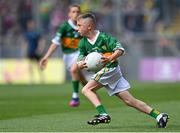 24 July 2022; Ruairí Ó Cathail, Gaelscoil Bhrian Bóroimhe, Coill na nÚll, Sord Co. Átha Cliath, representing Kerry, during the INTO Cumann na mBunscol GAA Respect Exhibition Go Games at GAA All-Ireland Senior Football Championship Final match between Kerry and Galway at Croke Park in Dublin. Photo by Piaras Ó Mídheach/Sportsfile