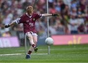 24 July 2022; Oisín Treacy, St Canices Co Ed, Granges Rd, Kilkenny, representing Galway, during the INTO Cumann na mBunscol GAA Respect Exhibition Go Games at GAA All-Ireland Senior Football Championship Final match between Kerry and Galway at Croke Park in Dublin. Photo by Piaras Ó Mídheach/Sportsfile