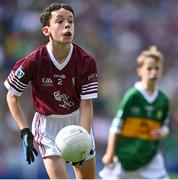 24 July 2022; Devin De Burca, Gaelscoil Mhic Amhlaigh, Cnoc na Cathrach, Co. Gaillimh, representing Galway, during the INTO Cumann na mBunscol GAA Respect Exhibition Go Games at GAA All-Ireland Senior Football Championship Final match between Kerry and Galway at Croke Park in Dublin. Photo by Piaras Ó Mídheach/Sportsfile