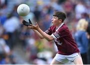 24 July 2022; Oran Kenny, St Saran's N.S., Belmont, Birr, Offaly, representing Galway, during the INTO Cumann na mBunscol GAA Respect Exhibition Go Games at GAA All-Ireland Senior Football Championship Final match between Kerry and Galway at Croke Park in Dublin. Photo by Piaras Ó Mídheach/Sportsfile