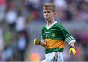 24 July 2022; Tom Mulconry, Beaumont Boys School, Blackrock, Cork, representing Kerry, during the INTO Cumann na mBunscol GAA Respect Exhibition Go Games at GAA All-Ireland Senior Football Championship Final match between Kerry and Galway at Croke Park in Dublin. Photo by Piaras Ó Mídheach/Sportsfile