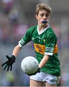 24 July 2022; Lúc Mac Gearailt, Scoil an Fhirtearaigh, Baile an Fheirtéaraigh, Chiarraí, representing Kerry, during the INTO Cumann na mBunscol GAA Respect Exhibition Go Games at GAA All-Ireland Senior Football Championship Final match between Kerry and Galway at Croke Park in Dublin. Photo by Piaras Ó Mídheach/Sportsfile