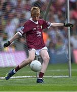 24 July 2022; Oisín Treacy, St Canices Co Ed, Granges Rd, Kilkenny, representing Galway, during the INTO Cumann na mBunscol GAA Respect Exhibition Go Games at GAA All-Ireland Senior Football Championship Final match between Kerry and Galway at Croke Park in Dublin. Photo by Piaras Ó Mídheach/Sportsfile