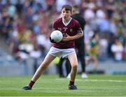 24 July 2022; Oran Kenny, St Saran's N.S., Belmont, Birr, Offaly, representing Galway, during the INTO Cumann na mBunscol GAA Respect Exhibition Go Games at GAA All-Ireland Senior Football Championship Final match between Kerry and Galway at Croke Park in Dublin. Photo by Piaras Ó Mídheach/Sportsfile