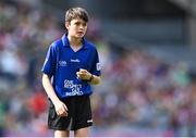 24 July 2022; Referee Cian Ryan, Scoil Mhuire, Knockraha, Cork, during the INTO Cumann na mBunscol GAA Respect Exhibition Go Games at GAA All-Ireland Senior Football Championship Final match between Kerry and Galway at Croke Park in Dublin. Photo by Piaras Ó Mídheach/Sportsfile
