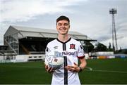 27 July 2022; Dundalk's new signing Alfie Lewis poses for a portrait after he was unveiled at Oriel Park in Dundalk, Louth.  Photo by David Fitzgerald/Sportsfile