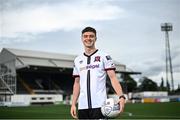 27 July 2022; Dundalk's new signing Alfie Lewis poses for a portrait after he was unveiled at Oriel Park in Dundalk, Louth.  Photo by David Fitzgerald/Sportsfile