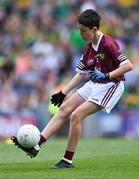 24 July 2022; Devin De Burca, Gaelscoil Mhic Amhlaigh, Cnoc na Cathrach, Co. Gaillimh, representing Galway, during the INTO Cumann na mBunscol GAA Respect Exhibition Go Games at GAA All-Ireland Senior Football Championship Final match between Kerry and Galway at Croke Park in Dublin. Photo by Piaras Ó Mídheach/Sportsfile