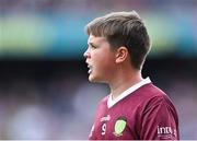 24 July 2022; Daniel Mc Nicholas, St Aidan's N.S., Kiltimagh, Mayo, representing Galway, during the INTO Cumann na mBunscol GAA Respect Exhibition Go Games at GAA All-Ireland Senior Football Championship Final match between Kerry and Galway at Croke Park in Dublin. Photo by Piaras Ó Mídheach/Sportsfile