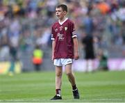 24 July 2022; Dylan McMullan, Mary Queen of Peace PS, Glenravel, Antrim, representing Galway, during the INTO Cumann na mBunscol GAA Respect Exhibition Go Games at GAA All-Ireland Senior Football Championship Final match between Kerry and Galway at Croke Park in Dublin. Photo by Piaras Ó Mídheach/Sportsfile