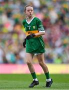 24 July 2022; Meabh Donnelly, St. Joseph's P.S., Drumquin, Tyrone, representing Kerry during the INTO Cumann na mBunscol GAA Respect Exhibition Go Games at GAA All-Ireland Senior Football Championship Final match between Kerry and Galway at Croke Park in Dublin. Photo by Brendan Moran/Sportsfile