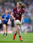 24 July 2022; Lauren de Burca, Scoil Bhride, Ranelagh, Dublin, representing Galway during the INTO Cumann na mBunscol GAA Respect Exhibition Go Games at GAA All-Ireland Senior Football Championship Final match between Kerry and Galway at Croke Park in Dublin. Photo by Brendan Moran/Sportsfile