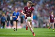 24 July 2022; Lauren de Burca, Scoil Bhride, Ranelagh, Dublin, representing Galway during the INTO Cumann na mBunscol GAA Respect Exhibition Go Games at GAA All-Ireland Senior Football Championship Final match between Kerry and Galway at Croke Park in Dublin. Photo by Brendan Moran/Sportsfile