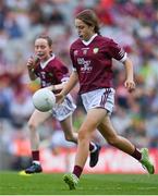 24 July 2022; Katelynn Wilson Daniels, Holy Family SNS, Swords, Dublin, representing Galway during the INTO Cumann na mBunscol GAA Respect Exhibition Go Games at GAA All-Ireland Senior Football Championship Final match between Kerry and Galway at Croke Park in Dublin. Photo by Brendan Moran/Sportsfile