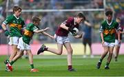 24 July 2022; Oran Kenny, St Saran's N.S., Belmont, Birr, Offaly, representing Galway, during the INTO Cumann na mBunscol GAA Respect Exhibition Go Games at GAA All-Ireland Senior Football Championship Final match between Kerry and Galway at Croke Park in Dublin. Photo by Piaras Ó Mídheach/Sportsfile