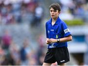 24 July 2022; Referee Cian Ryan, Scoil Mhuire, Knockraha, Cork, during the INTO Cumann na mBunscol GAA Respect Exhibition Go Games at GAA All-Ireland Senior Football Championship Final match between Kerry and Galway at Croke Park in Dublin. Photo by Piaras Ó Mídheach/Sportsfile