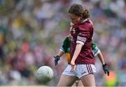 24 July 2022; Lauren de Burca, Scoil Bhride, Ranelagh, Dublin, representing Galway during the INTO Cumann na mBunscol GAA Respect Exhibition Go Games at GAA All-Ireland Senior Football Championship Final match between Kerry and Galway at Croke Park in Dublin. Photo by Brendan Moran/Sportsfile