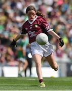 24 July 2022; Mabel Keane, Leitrim N.S., Leitrim Village, Leitrim, representing Galway during the INTO Cumann na mBunscol GAA Respect Exhibition Go Games at GAA All-Ireland Senior Football Championship Final match between Kerry and Galway at Croke Park in Dublin. Photo by Brendan Moran/Sportsfile