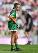 24 July 2022; Lily O’Riordan, Cullina N.S., Killarney, Kerry, representing Kerry during the INTO Cumann na mBunscol GAA Respect Exhibition Go Games at GAA All-Ireland Senior Football Championship Final match between Kerry and Galway at Croke Park in Dublin. Photo by Brendan Moran/Sportsfile