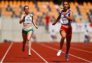 28 July 2022; Hannah Falvey of Team Ireland competing in the girls 200m semi final during day four of the 2022 European Youth Summer Olympic Festival at Banská Bystrica, Slovakia. Photo by Eóin Noonan/Sportsfile