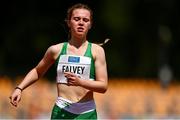 28 July 2022; Hannah Falvey of Team Ireland after competing in the girls 200m semi final during day four of the 2022 European Youth Summer Olympic Festival at Banská Bystrica, Slovakia. Photo by Eóin Noonan/Sportsfile