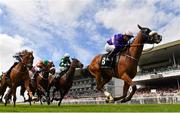 28 July 2022; Soaring Monarch, right, with Declan McDonogh up, on their way to winning the Rockshore Handicap during day four of the Galway Races Summer Festival at Ballybrit Racecourse in Galway. Photo by Seb Daly/Sportsfile