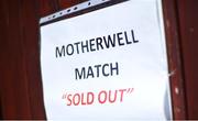 28 July 2022; A sign on the reception door before the UEFA Europa Conference League 2022/23 Second Qualifying Round First Leg match between Sligo Rovers and Motherwell at The Showgrounds in Sligo. Photo by David Fitzgerald/Sportsfile