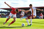 28 July 2022; Lewis Banks of Sligo in action against Blair Spittal of Motherwell during the UEFA Europa Conference League 2022/23 Second Qualifying Round First Leg match between Sligo Rovers and Motherwell at The Showgrounds in Sligo. Photo by David Fitzgerald/Sportsfile