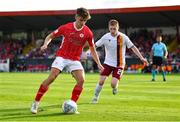 28 July 2022; Niall Morahan of Sligo in action against Ross Tierney of Motherwell during the UEFA Europa Conference League 2022/23 Second Qualifying Round First Leg match between Sligo Rovers and Motherwell at The Showgrounds in Sligo. Photo by David Fitzgerald/Sportsfile