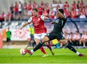 28 July 2022; Billy King of St Patrick's Athletic in action against Darrick Morris of Mura during the UEFA Europa Conference League 2022/23 Second Qualifying Round Second Leg match between Mura and St Patrick's Athletic at Mestni Stadion Fazanerija in Murska Sobota, Slovenia. Photo by Vid Ponikvar/Sportsfile