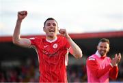 28 July 2022; Garry Buckley of Sligo celebrates after the UEFA Europa Conference League 2022/23 Second Qualifying Round First Leg match between Sligo Rovers and Motherwell at The Showgrounds in Sligo. Photo by David Fitzgerald/Sportsfile