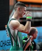 29 July 2022; Rhys McClenaghan of Northern Ireland after competing in the men's pommel horse qualification at Arena Birmingham in Birmingham, England. Photo by Paul Greenwood/Sportsfile