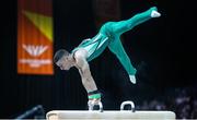 29 July 2022; Rhys McClenaghan of Northern Ireland competing in the men's pommel horse qualification at Arena Birmingham in Birmingham, England. Photo by Paul Greenwood/Sportsfile