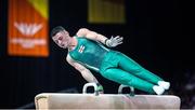 29 July 2022; Rhys McClenaghan of Northern Ireland competing in the men's pommel horse qualification at Arena Birmingham in Birmingham, England. Photo by Paul Greenwood/Sportsfile
