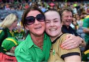 16 July 2022; Aoife Dillane of Kerry celebrates with supporter Yvonne Long after the TG4 All-Ireland Ladies Football Senior Championship Semi-Final match between Donegal and Meath at Croke Park in Dublin. Photo by Piaras Ó Mídheach/Sportsfile