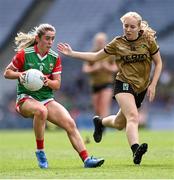 16 July 2022; Sinéad Cafferky of Mayo in action against Caoimhe Evans of Kerry during the TG4 All-Ireland Ladies Football Senior Championship Semi-Final match between Kerry and Mayo at Croke Park in Dublin. Photo by Piaras Ó Mídheach/Sportsfile
