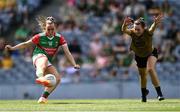 16 July 2022; Tara Needham of Mayo in action against Aoife Dillane of Kerry during the TG4 All-Ireland Ladies Football Senior Championship Semi-Final match between Kerry and Mayo at Croke Park in Dublin. Photo by Piaras Ó Mídheach/Sportsfile
