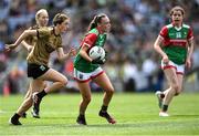 16 July 2022; Lucy Wallace of Mayo gets away from Niamh Brodrick of Kerry during the TG4 All-Ireland Ladies Football Senior Championship Semi-Final match between Kerry and Mayo at Croke Park in Dublin. Photo by Piaras Ó Mídheach/Sportsfile